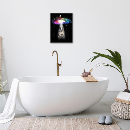 Funny Dog Wall Art Canvas Boston Terrier Wall Decor Prints Framed Painting Bulldog Galaxy Pictures