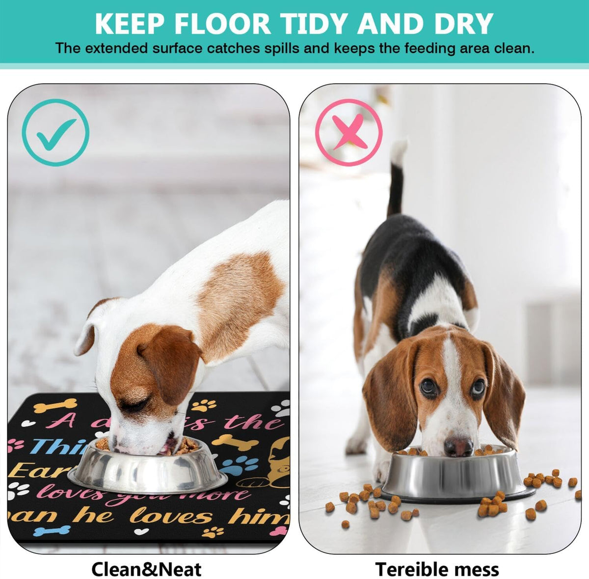 Pet Feeding Mat for Floors Waterproof Dog Mat for Food and Water Absorbent Quick Dry Non Slip mat
