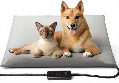 Toozey Large Heated Pet Mat 35x24 in - Waterproof, Chew Resistant, 6 Temp Settings with Timer