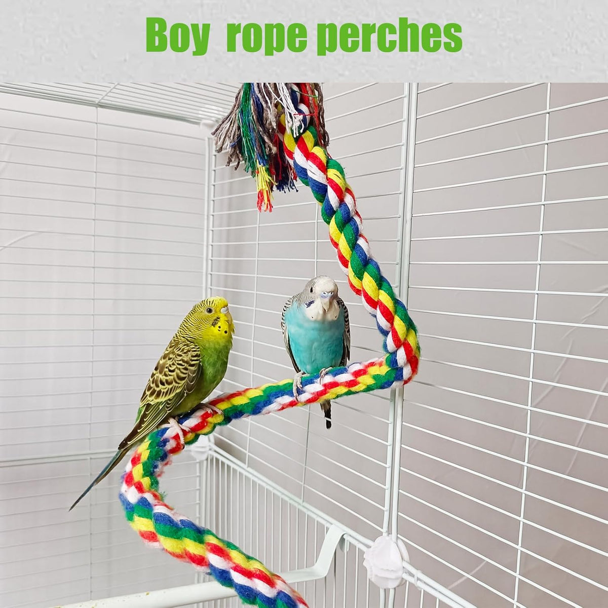 Bird Rope Perch & Birds Swing Set - Bird cage Accessories, 40‘’ Rope perches for Conures