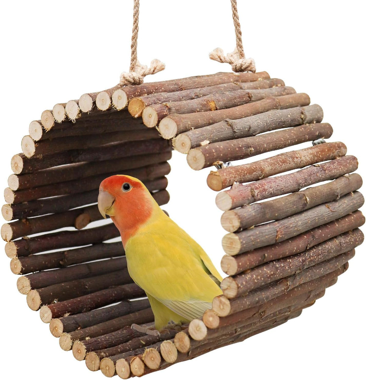 Bird Parrot Swing Toys, Hanging Bird Tree Caves, Natural Apple Wood Parrot Hammock, Bird Cage