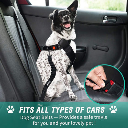 COOYOO Dog Seat Belt,3 Piece Set Retractable Dog Car Harness Adjustable Dog Seat Belt for Vehicle