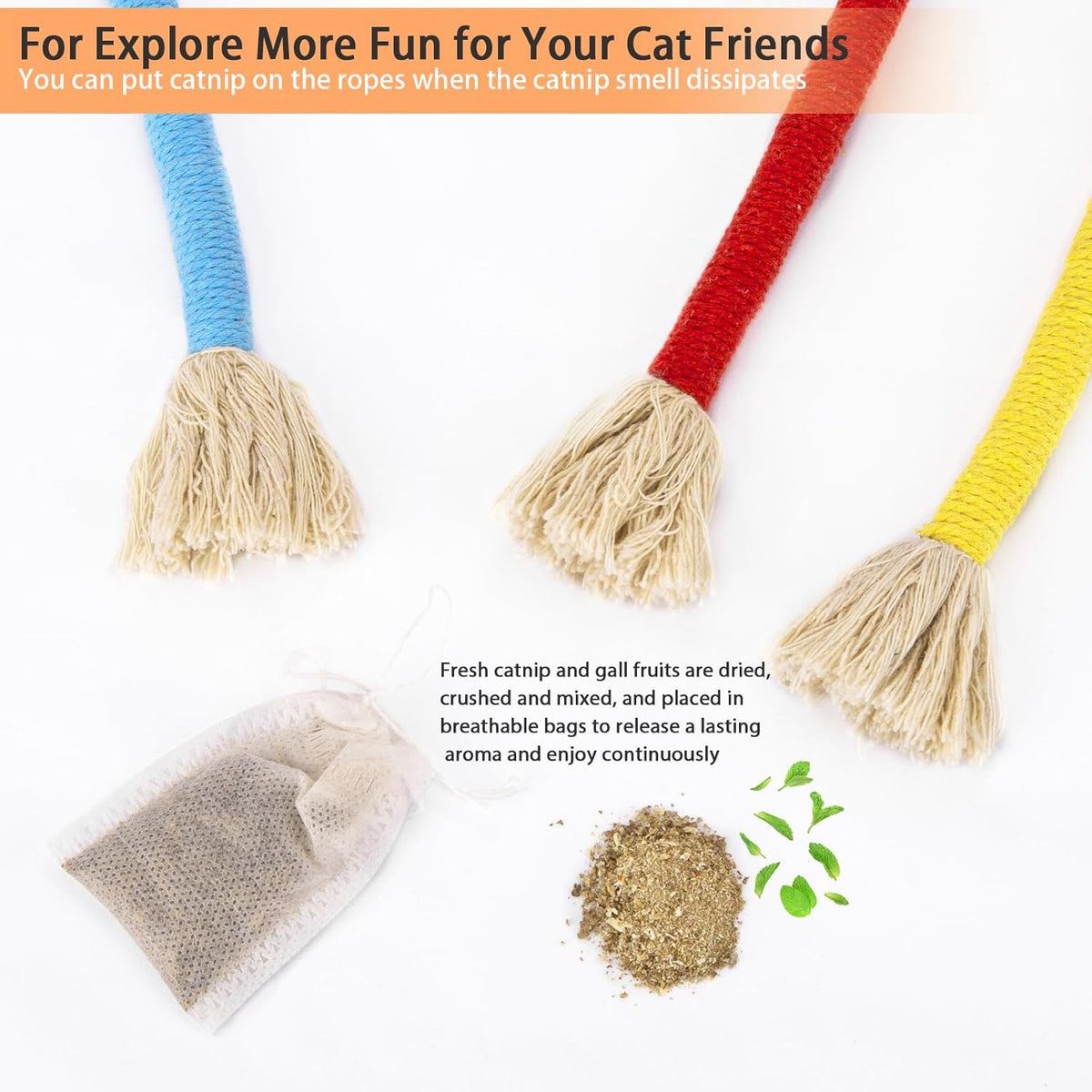 Retro Shaw Cat Toys Chew Ropes, Catnip Rope Toys for Indoor Cats Kitten, Safe Cat String Kitten