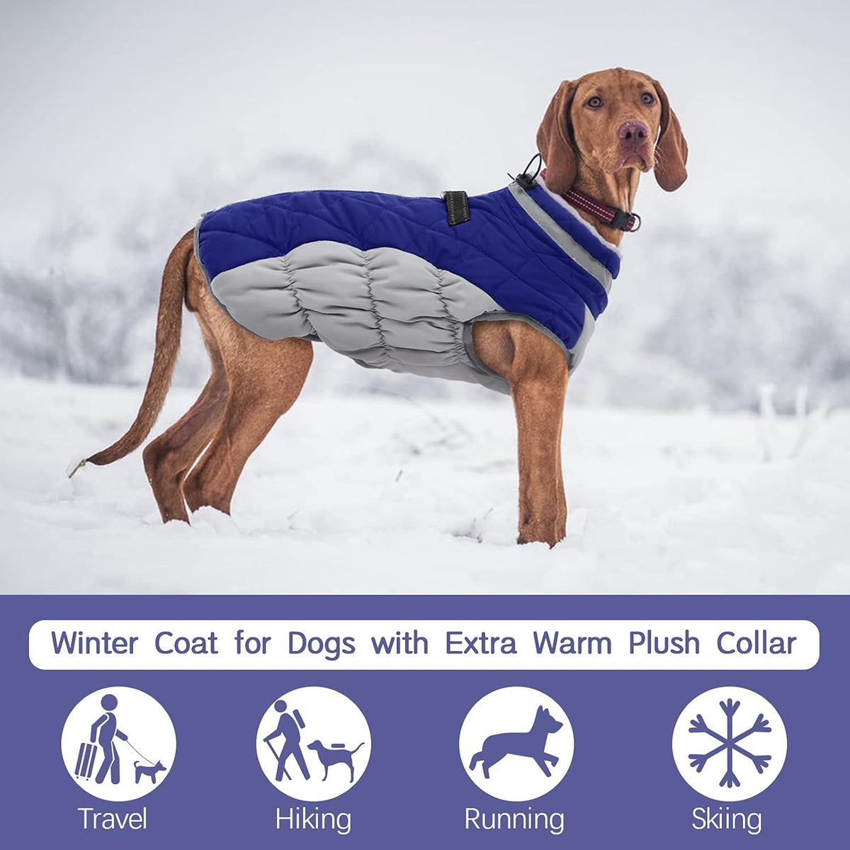 FUAMEY Dog Coat for Medium Dogs,Waterproof Dog Winter Jacket with Harness Built in Puppy Cold