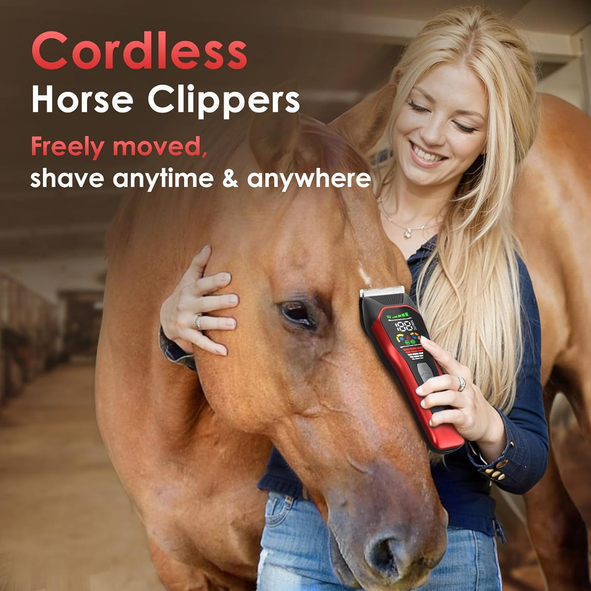 Horse Clippers,Quiet 2-Speed Horse Grooming Clippers,Rechargeable Pet Shaver with Scissors for