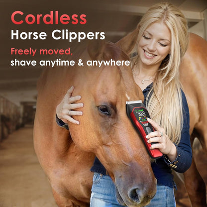 Horse Clippers,Quiet 2-Speed Horse Grooming Clippers,Rechargeable Pet Shaver with Scissors for