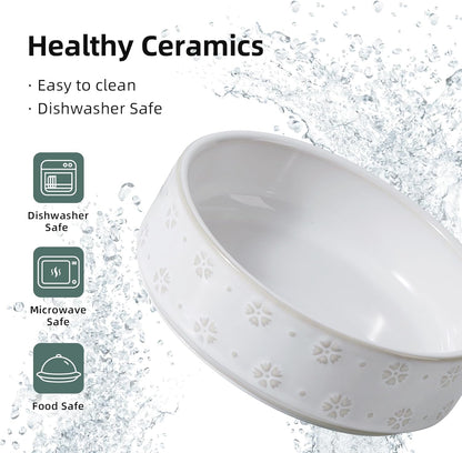 6.1inch Ceramic Set of 2 Dog and Cat Bowls, Food and Water Bowls for Toy Breed Dogs, Kitty, 2pcs