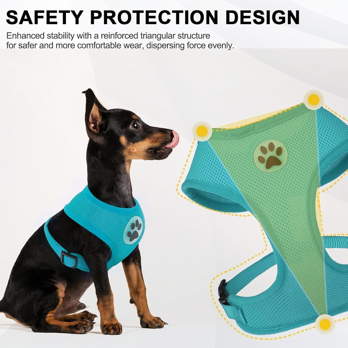 BINGPET Small Dog Harness - Breathable Mesh Puppy Cat Harnesses - No Pull Adjustable Dog Harness