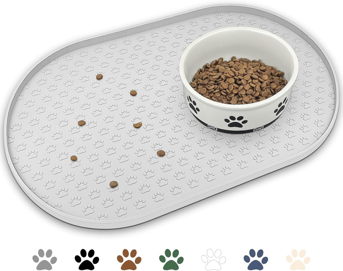 KPWACD Dog Food Mat Anti-Slip Bowl Mats for Food and Water, High-Lips Waterproof Pet Placemat