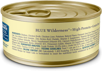 Blue Buffalo Wilderness Natural Wet Cat Food Paté, High-Protein & Grain-Free Recipe, Chicken