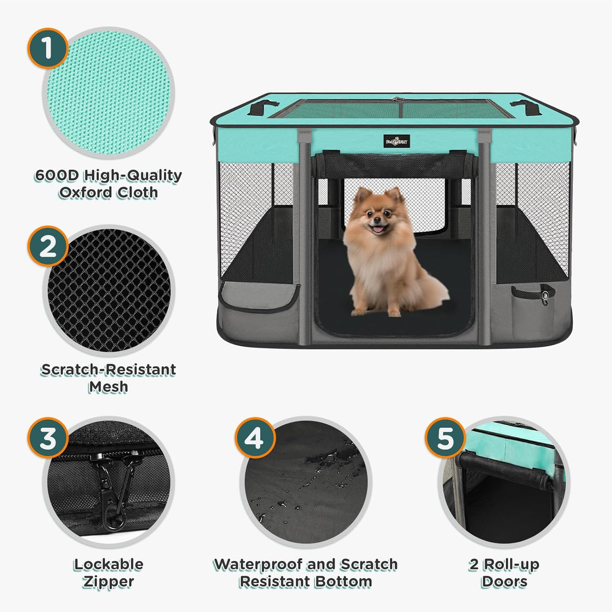 Foldable Pet Kitten Playpen, Waterproof Portable Pet Cat Dog Playpen Kennel Tent for Small Dog Cat