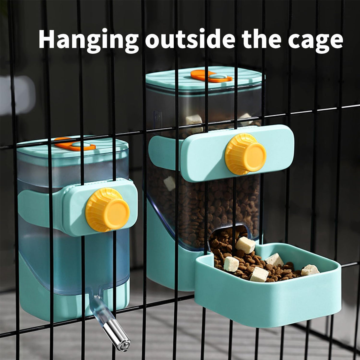 PODOO Rabbit Food Water Dispenser, 24oz No Drip Bunny Water Feeder, 34oz Large Hanging Automatic