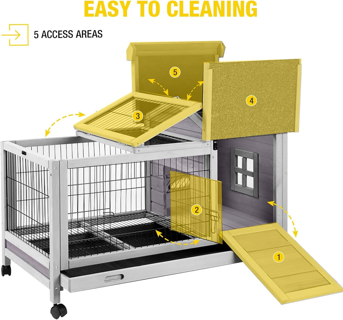 AIVITUVIN Rabbit Hutch Indoor with Wire Rabbit Cage Outdoor Bunny Cage with Run Guinea Pig Cage