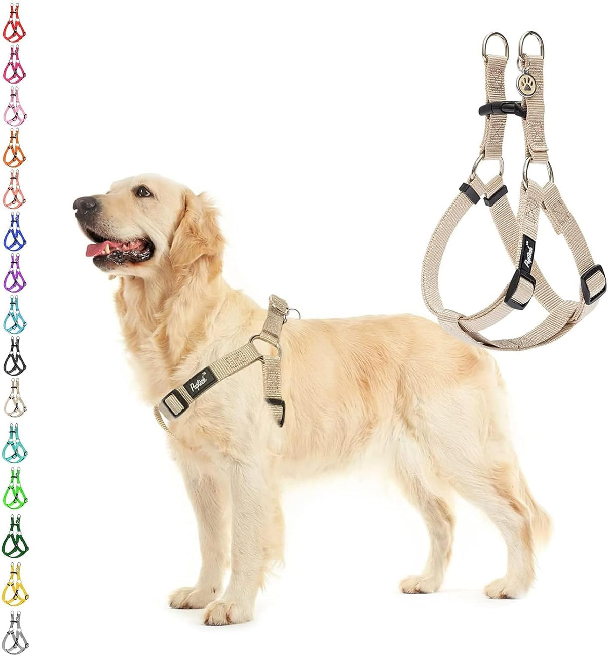PUPTECK No Pull Dog Harness Soft Adjustable Basic Nylon Step in Puppy Vest Outdoor Walking with ID