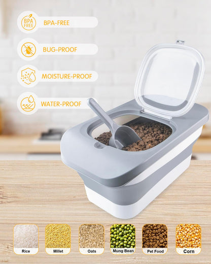 13 Lbs Dog Food Container, Collapsible Dog Food Storage Container with Airtight Lid, Cat Food