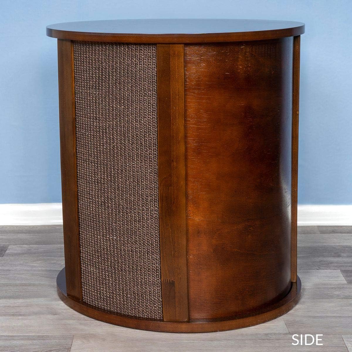 THE REFINED FELINE Purrrrfect End Table Cat Bed Cave in Mahogany Brown, Multipurpose Wood Cat