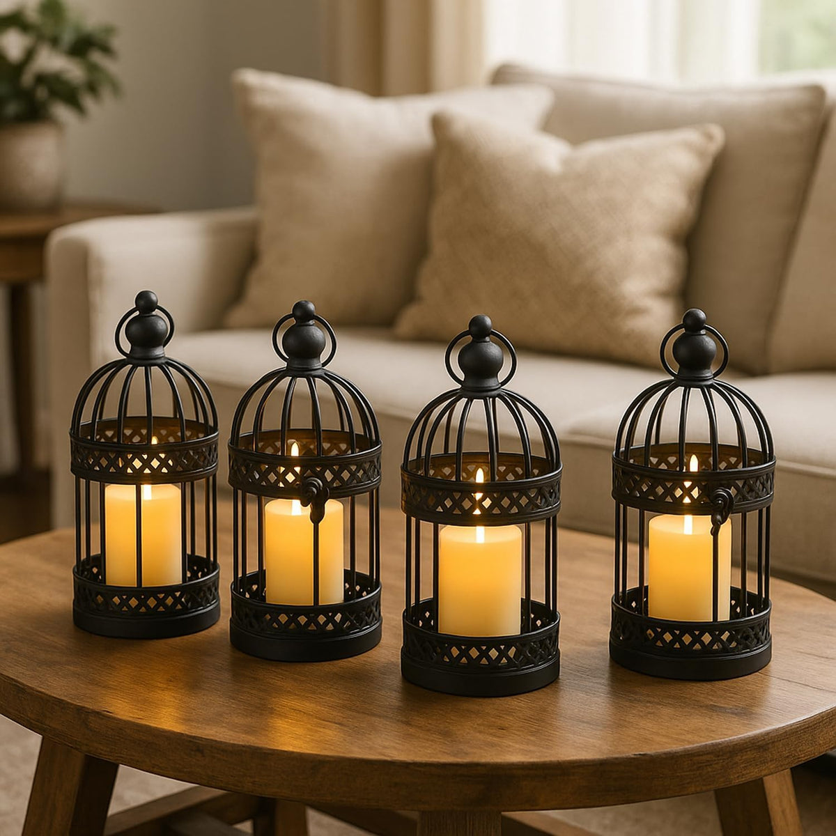 Vela Lanterns Birdcage Decor Candle Holder Lantern Decorative Table Centerpiece Halloween