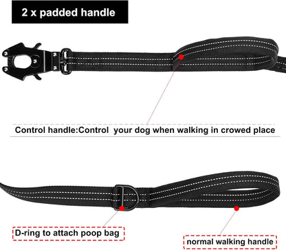 ICEFANG Tactical Dog Leash,K9 Training Walking Bungee Lead with 2 Control Handle,Heavy Duty Quick