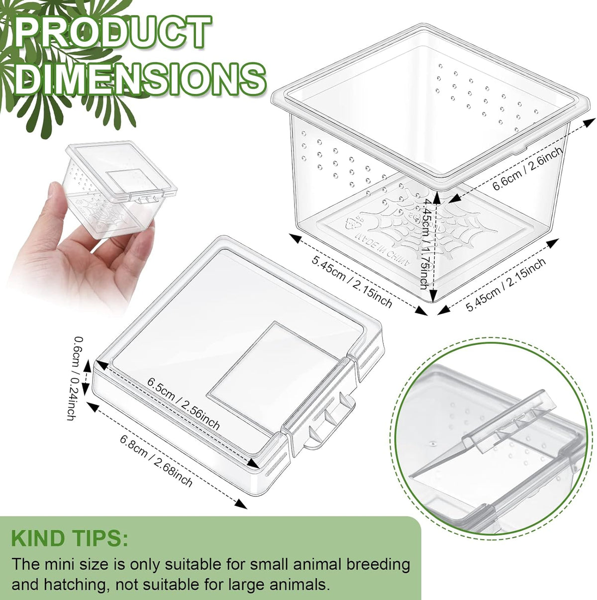 20 Pcs Insect Spider Terrariums Breeding Box Small Reptile Hatching Container Transparent Cricket