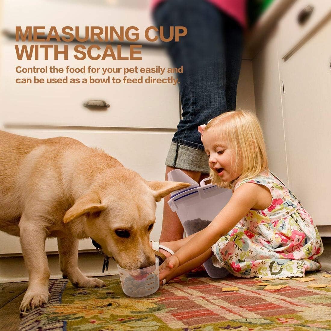 Dog Food Storage Container Small, Cat Food Storage Container Airtight Plastic Dispenser with