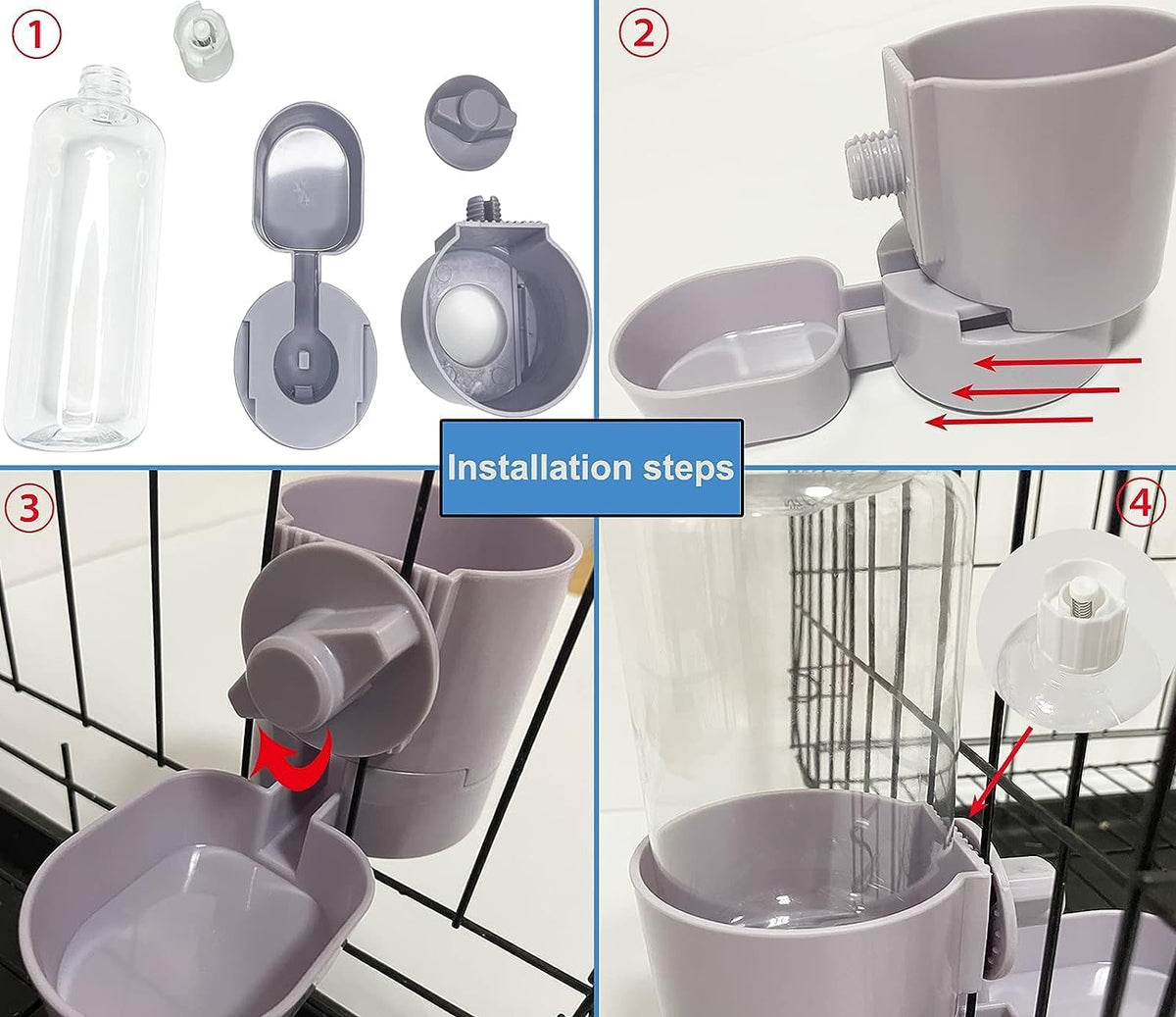 kathson 2Pcs Rabbit Water Bottle 17 OZ Bunny Hanging Water Fountain Automatic Guinea Pig Water