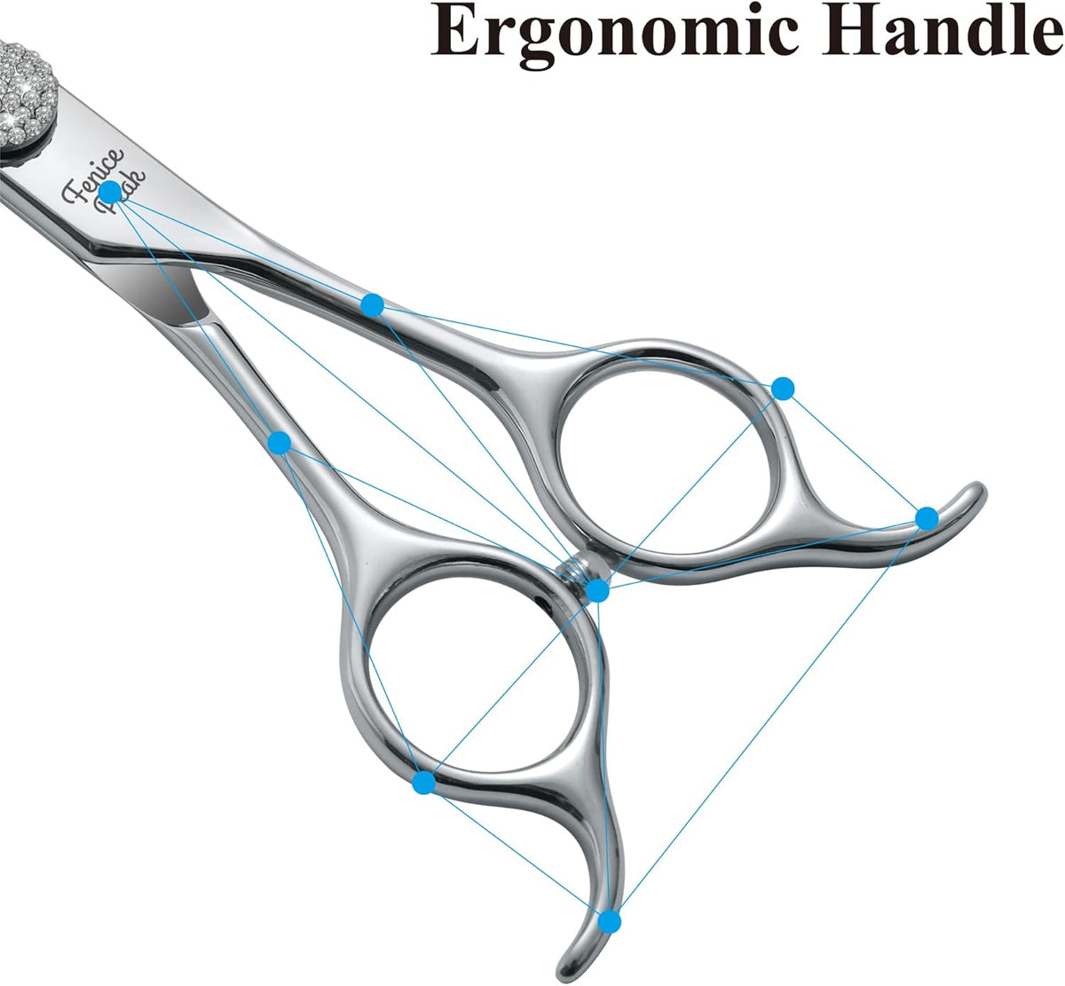 Fenice Peak 6.5‘’ Extra Curved Dog Grooming Scissors with Jewelled Screw 440C Stainless Steel Pet