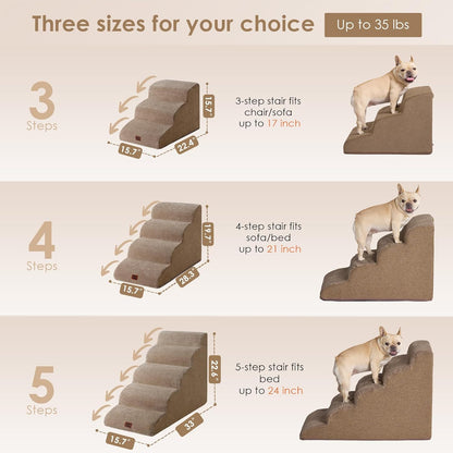 EHEYCIGA Curved Dog Stairs Ramp for High Beds 19.7" H, 4-Step Dog Steps for Small Dogs and Cats