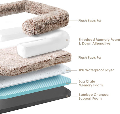EHEYCIGA Foldable XXL Dog Bed, Faux Fur Fluffy Pet Couch Bed for Extra Large Dogs, Orthopedic