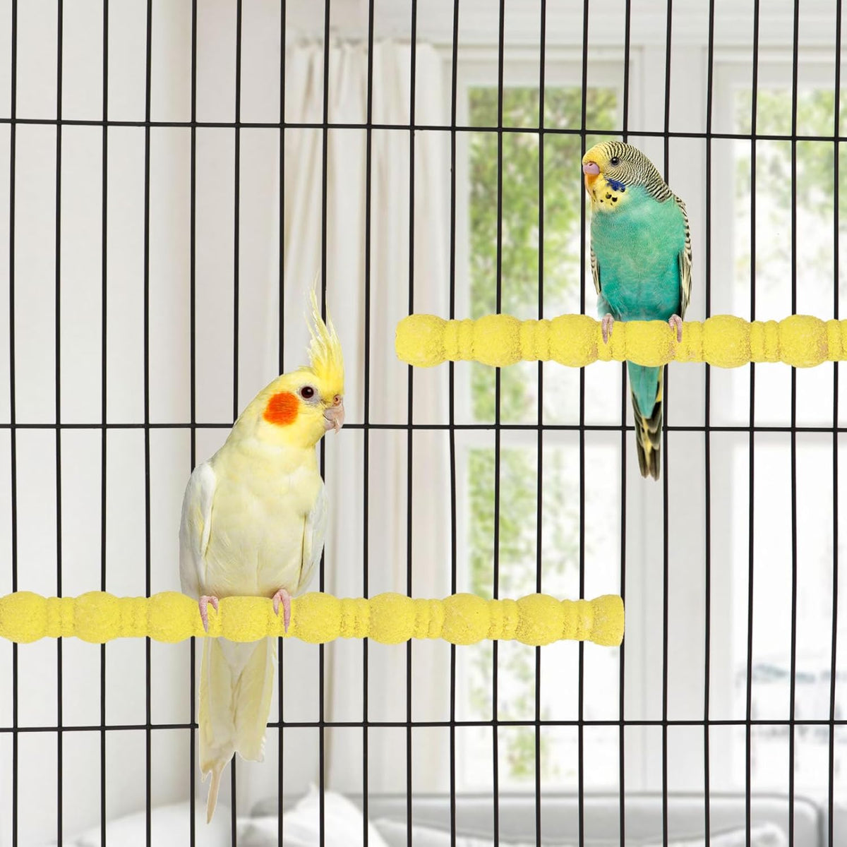 Hypeety 2PCS Wood Perch Stand Paw Grinding Stick Toy Pet Bird Cage Stand Platform for Bird Parrot