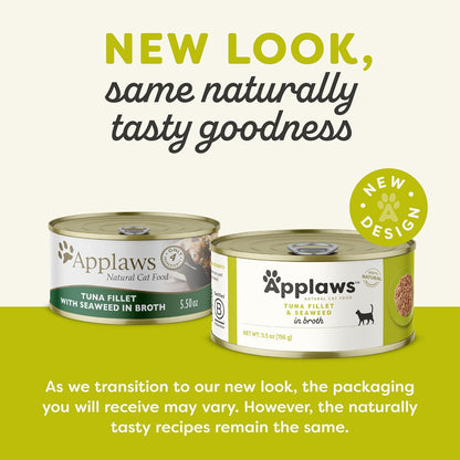 Applaws Natural Wet Cat Food, 24 Count, Limited Ingredient Canned Wet Cat Food, Tuna Fillet with