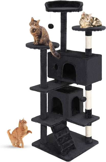 FDW Cat Tree 54in Cat Tower Multi-Level Durable Cat Scratching Post & Cozy Fun Cat Jumping Platform