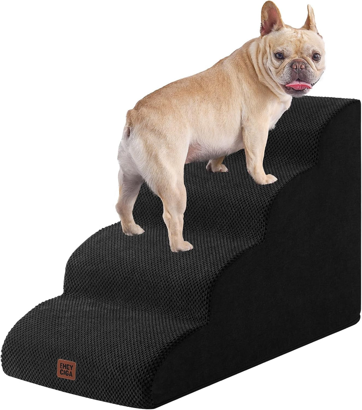 EHEYCIGA Curved Dog Stairs Ramp for High Beds 19.7" H, 4-Step Dog Steps for Small Dogs and Cats