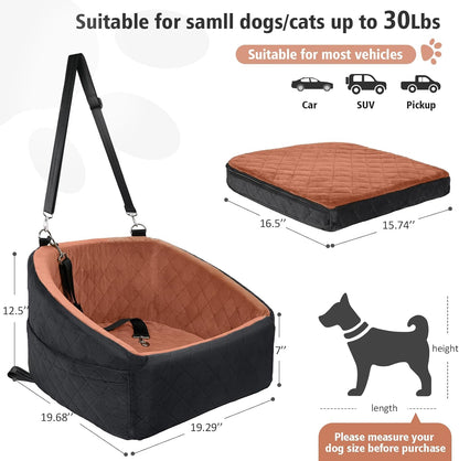 Dog Car Seat for Small Medium Dogs,Detachable Washable Dog Booster Seat Under 30lbs, Pet Car Seats
