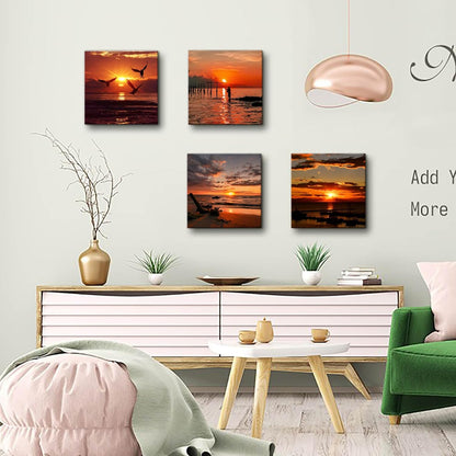 Yxbhhym-Black and Red Ocean Wall Art Beach Pictures Sea Sunset Wall Art Sunrise canvas prints