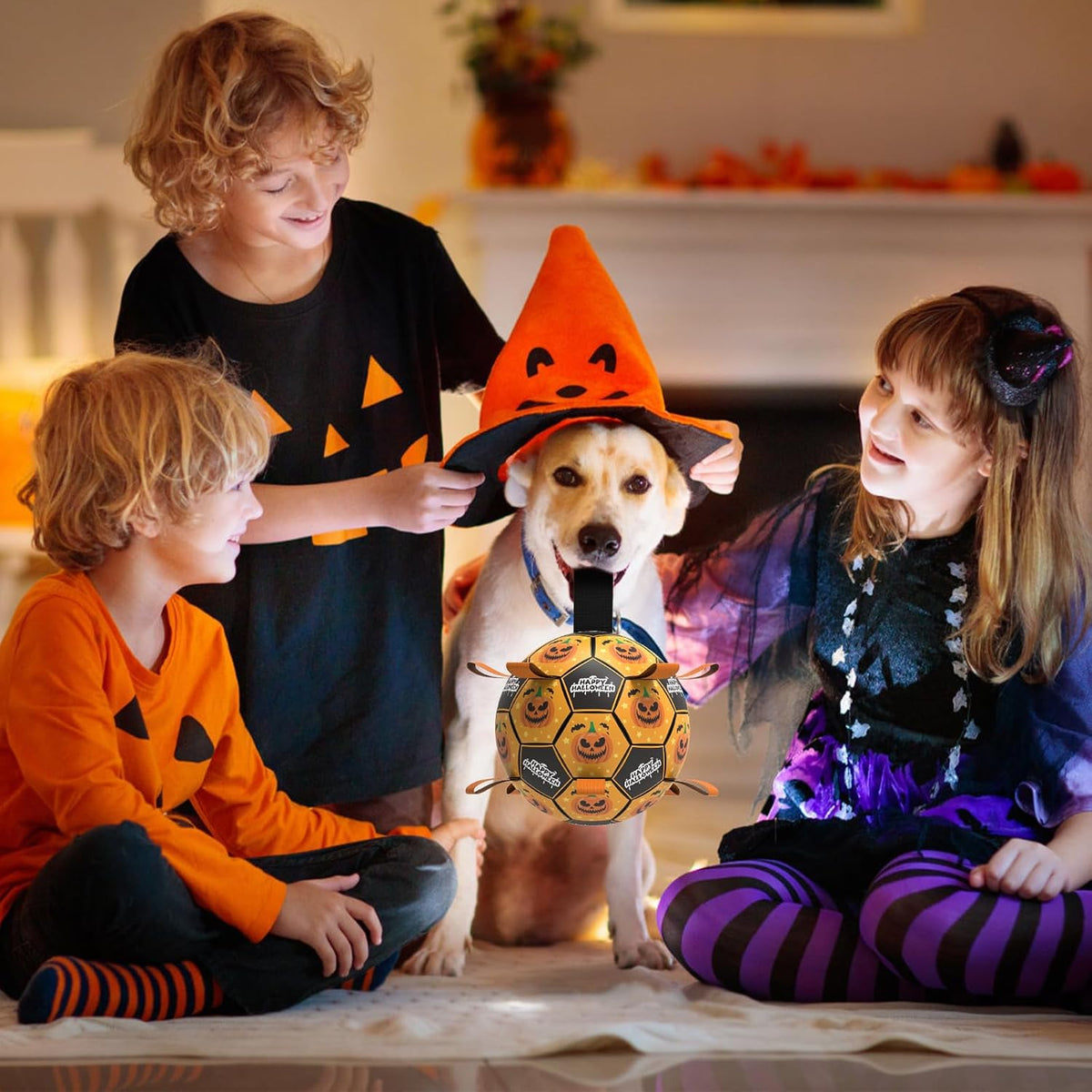 QDAN Halloween Dog Toys, Soccer Balls, Interactive Pet Toys, Puppy Dogs Birthday Gifts, Durable Dog