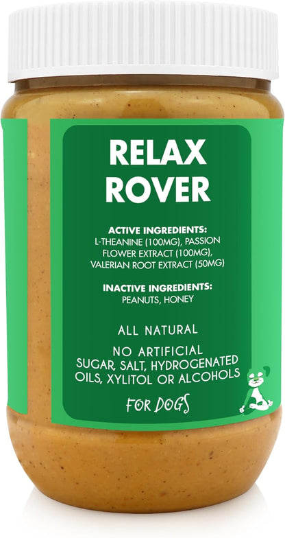 Relax Rover Buddy Budder (Stress + Anxiety), 100% Natural Dog Peanut Butter, Dog Supplment, Made in