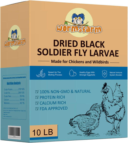10lb Dried Black Soldier Fly Larvae Treat for Chickens More Calcium Than Mealworms,for Laying