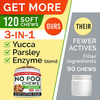 STRELLALAB No Poo Chews for Dogs - Coprophagia & Stool Eating Deterrent with Probiotics, Digestive