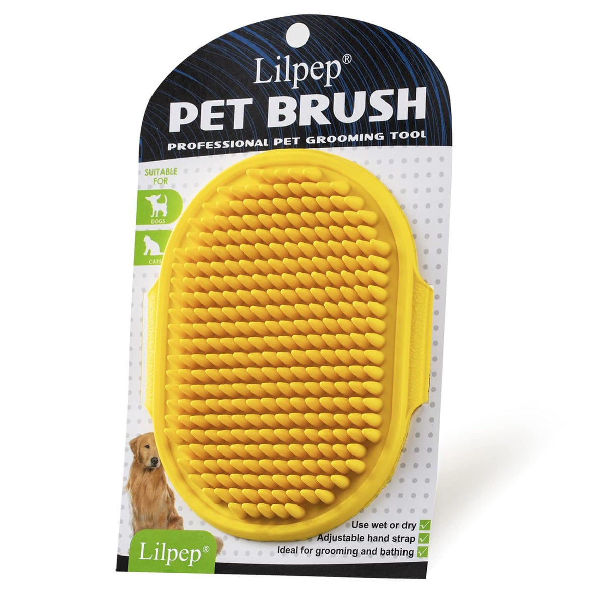 Dog Grooming Brush, Lilpep Pet Shampoo Bath Brush Soothing Massage Rubber Comb with Adjustable Ring