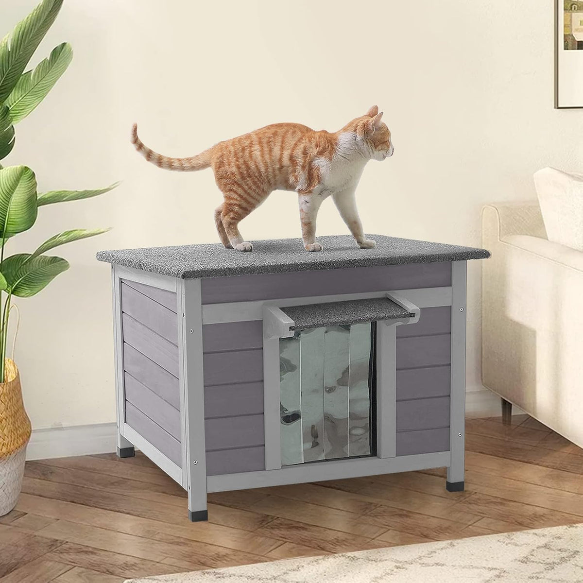 Aivituvin Cat House Waterproof Feral Kitty Shelter Outdoor Indoor Rabbit Hutch for