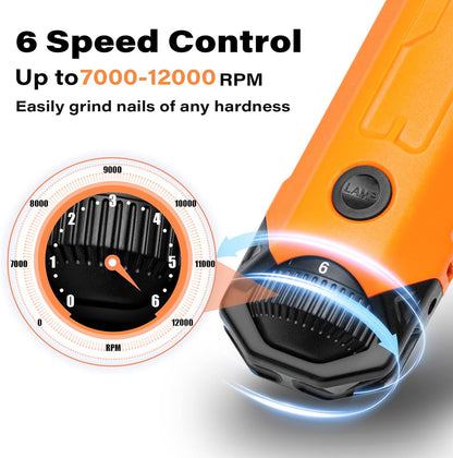 Casfuy 6-Speed Dog Nail Grinder - Newest Enhanced Pet Nail Grinder Super Quiet Rechargeable