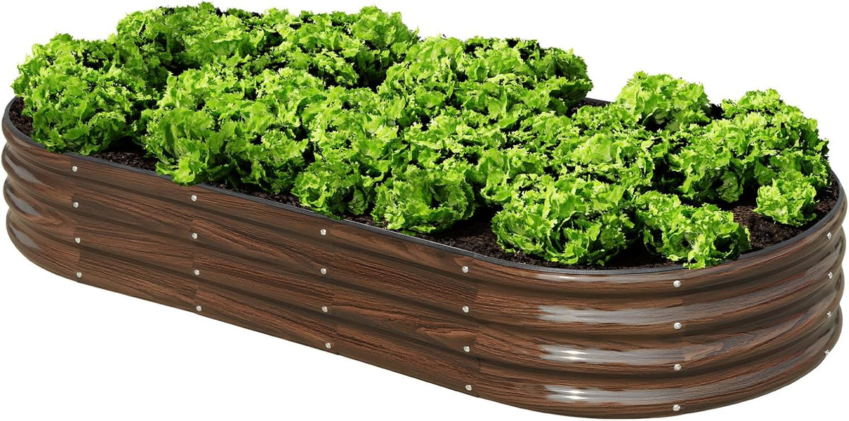 SnugNiture 6x3x1ft Raised Garden Bed Kit, Outdoor Oval Metal Garden Planter, Ground Planter Box for