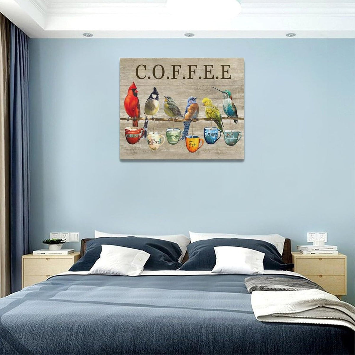 Rustic Bird Coffee Wall Art Kitchen Christ Coffee Pictures Wall Decor Farmhouse Cardinal