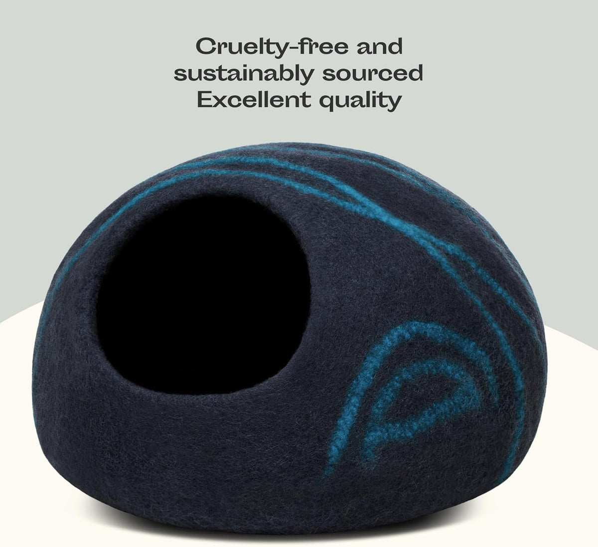 MEOWFIA Cat Cave – Premium Felt Cat Bed for Indoor Cats, Handmade 100% Merino Wool (Large, Black