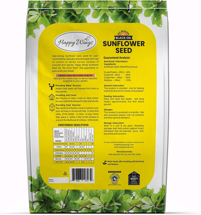 Black Oil Sunflower Seeds Wild Bird Food- 15 Pounds | No Grow Seed | Bird Seed for Wild Birds