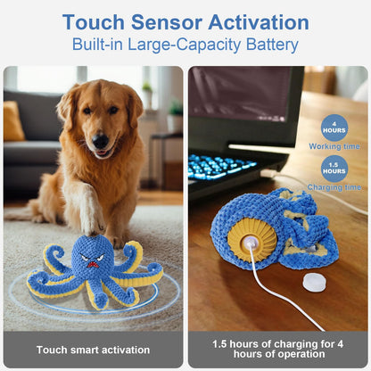 Interactive Dog Toys Octopus,Durable Automatic Jumping Dog Toy to Keep Them Busy,Squeaky Moving Tug