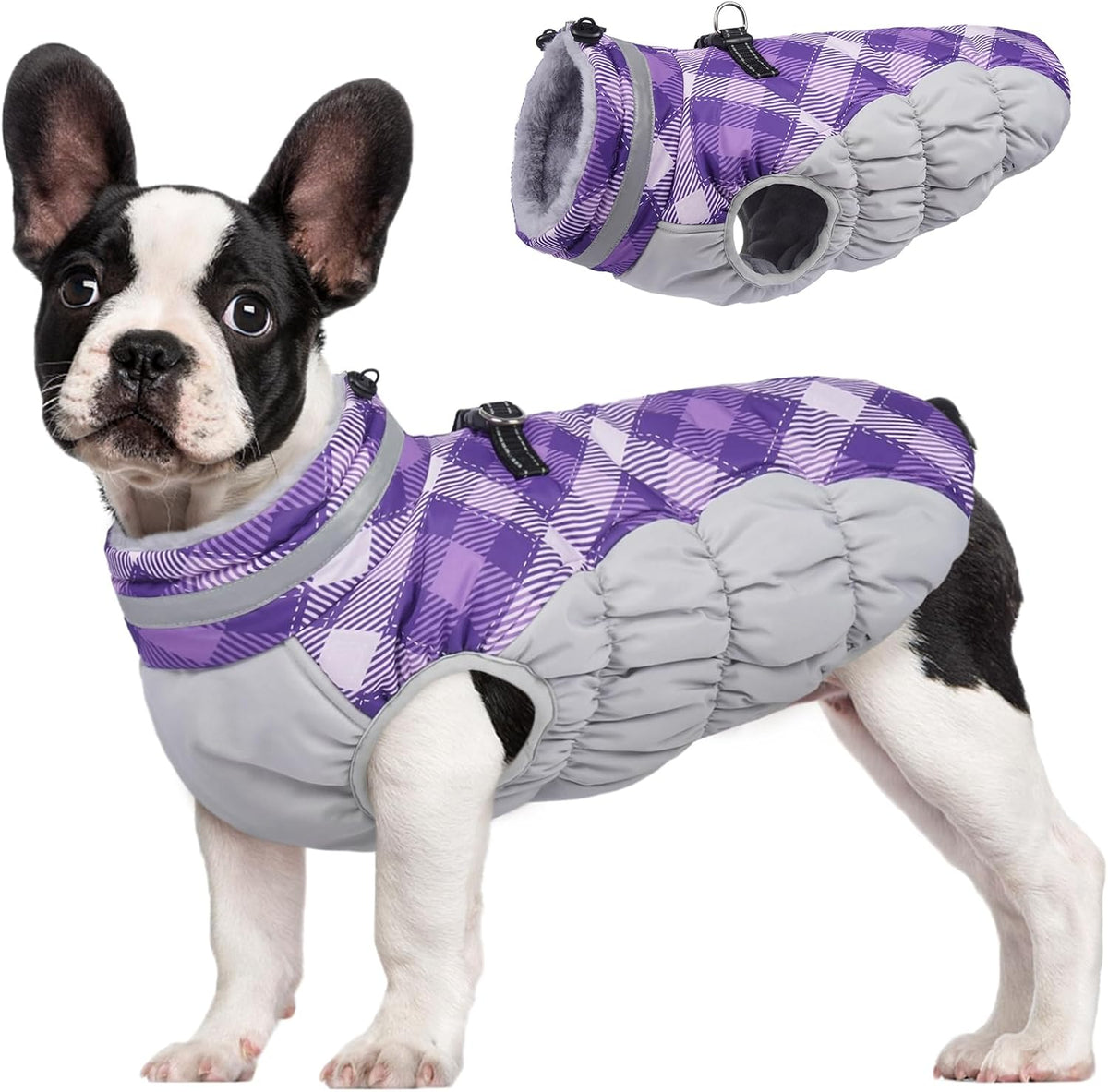FUAMEY Dog Coat for Medium Dogs,Waterproof Dog Winter Jacket with Harness Built in Puppy Cold