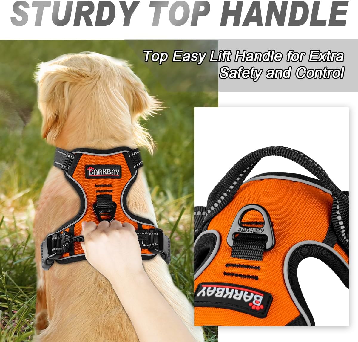 BARKBAY No Pull Dog Harness Front Clip Heavy Duty Reflective Easy Control Handle for Large Dog