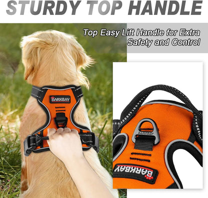 BARKBAY No Pull Dog Harness Front Clip Heavy Duty Reflective Easy Control Handle for Large Dog