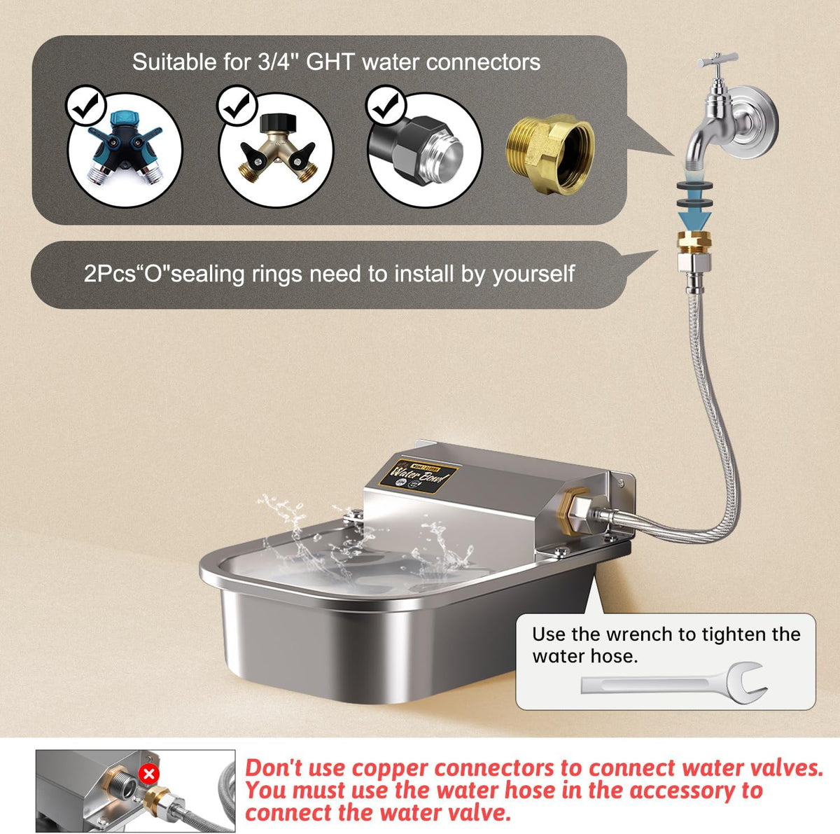 Automatic Water Dispenser for Dogs, Patented 3L Outdoor Dog Drinking Water Bowl, Stainless Steel